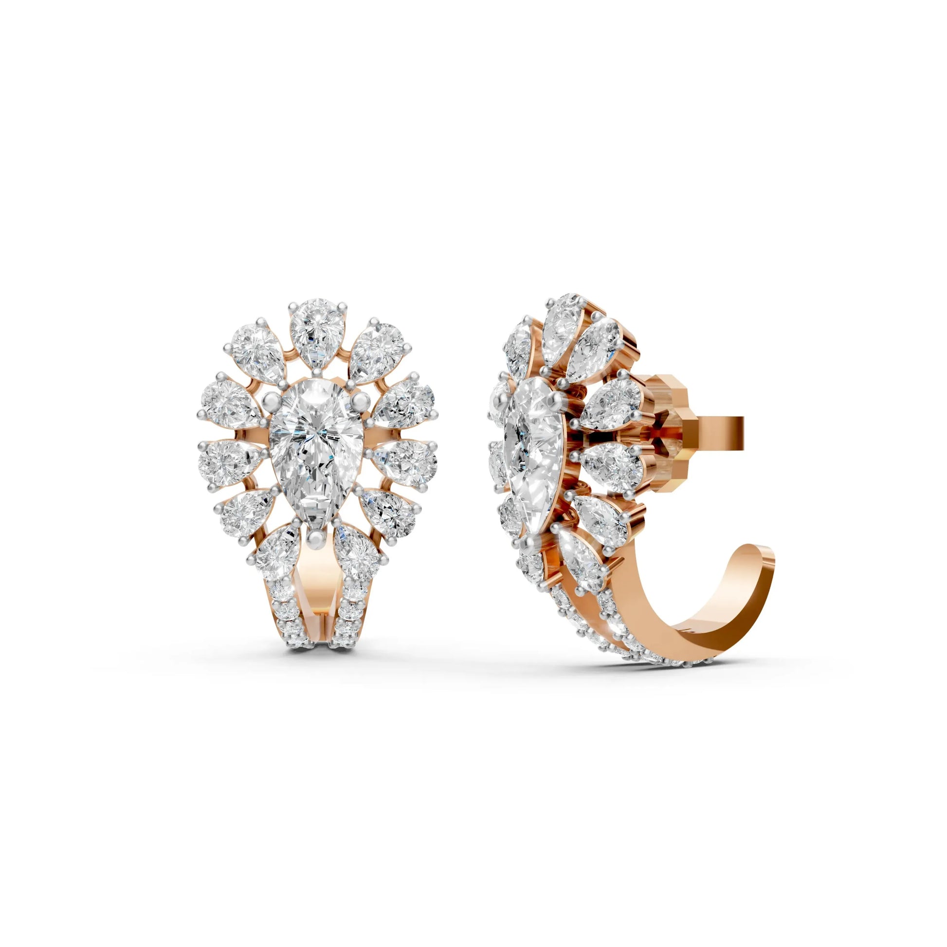Pear Diamond Earrings Rose Gold