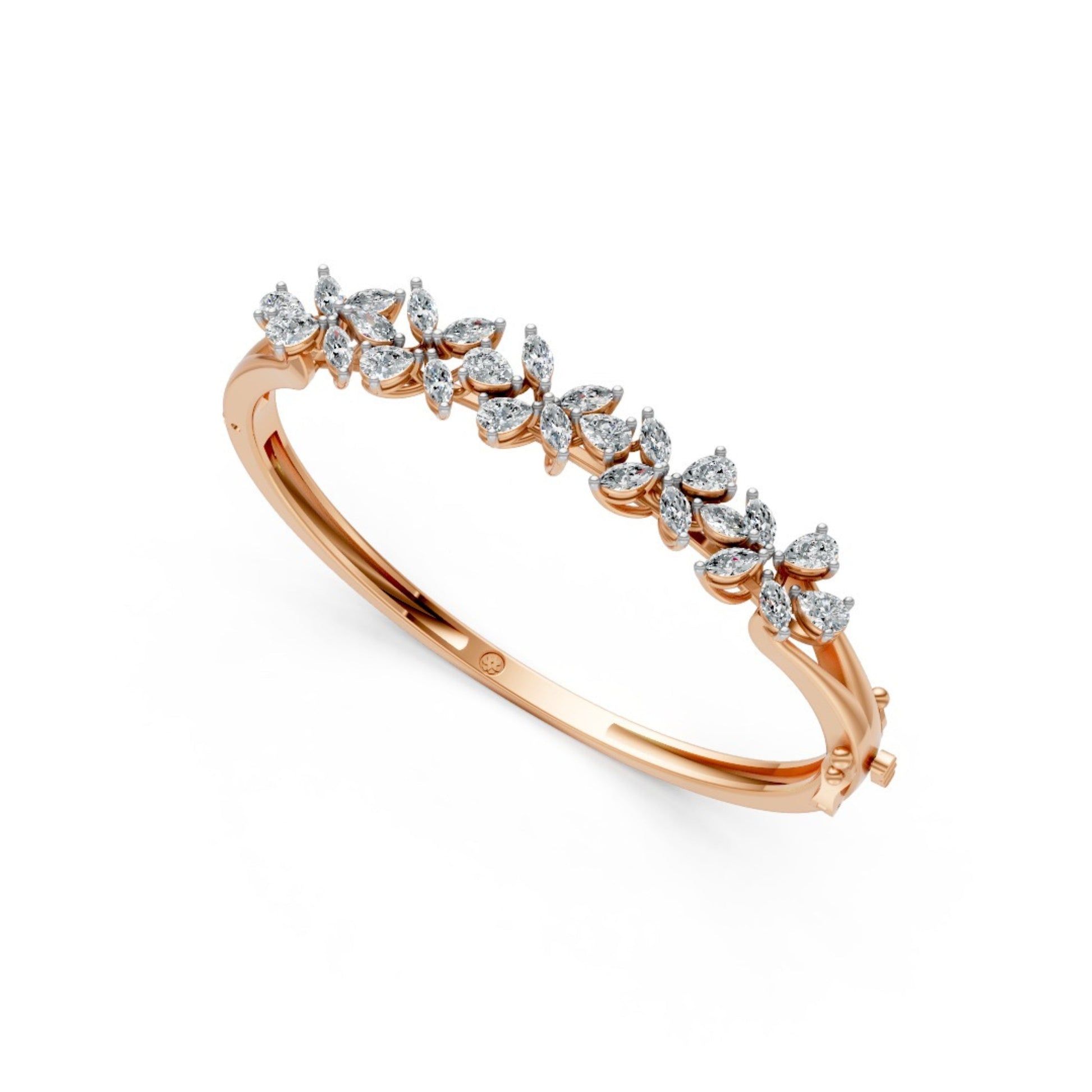 Exquisite Round and Marquise Diamond Bangle Rose Gold