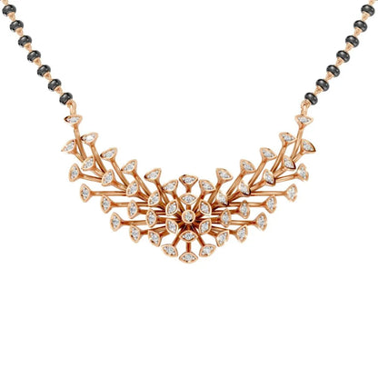 Contemporary Diamond Floral Mangalsutra with Marquise Accents Rose Gold