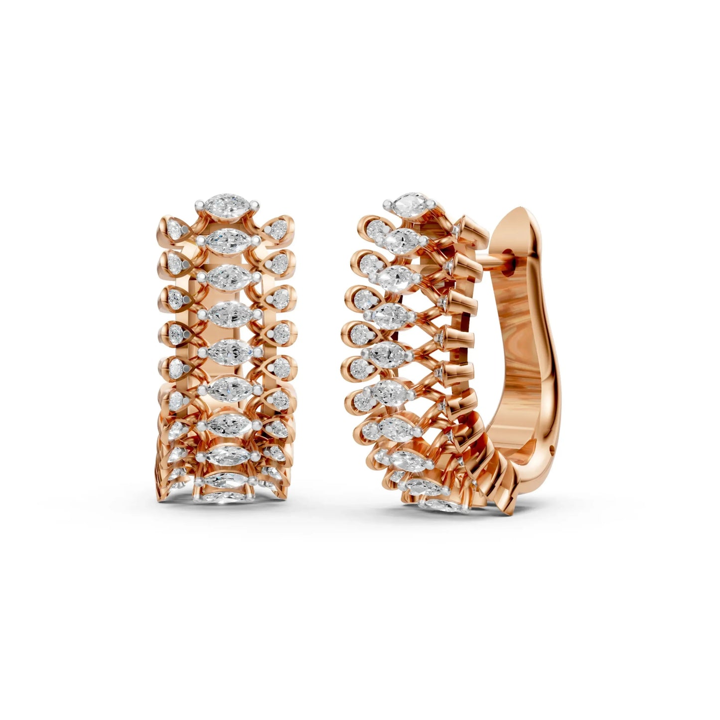 Marquise Half Hoop Earrings Rose Gold