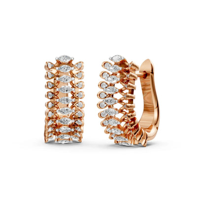 Marquise Half Hoop Earrings Rose Gold