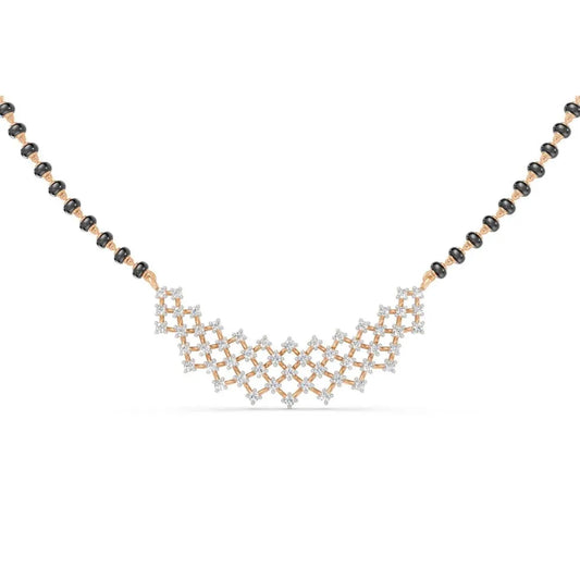 Elegant Diamond Mesh Pattern Mangalsutra Design Rose Gold
