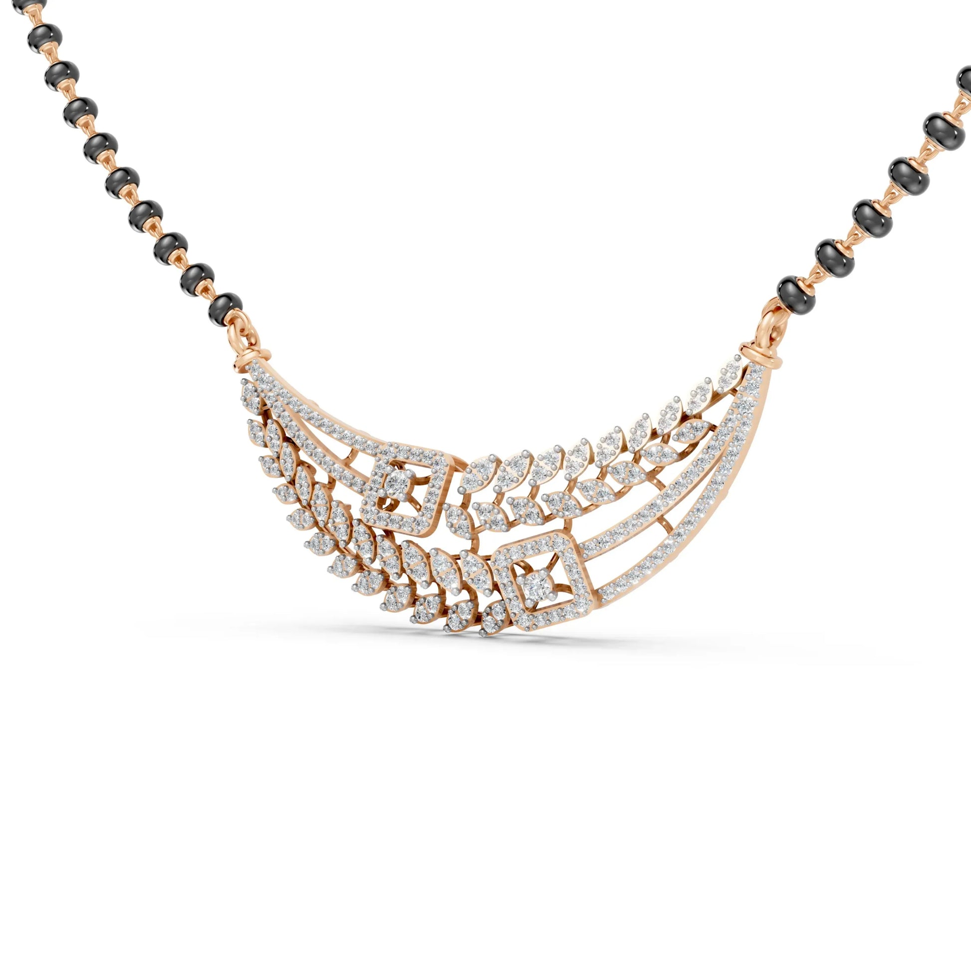 Graceful Leaf Mangalsutra Rose Gold