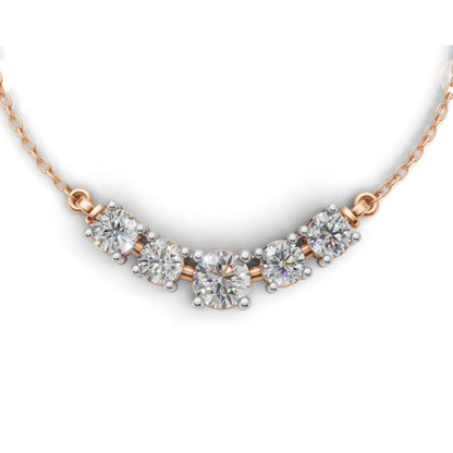 Round Cluster Diamond Necklace Rose Gold