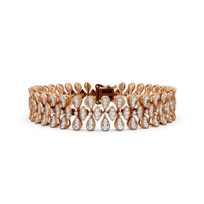Diamond Leaf-Link Bracelet Rose Gold