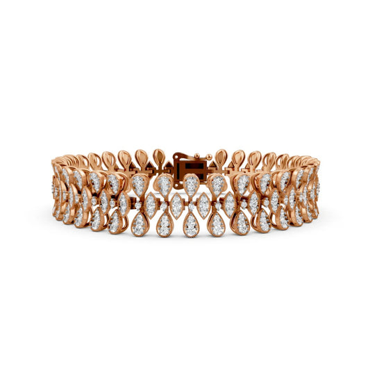 Diamond Leaf-Link Bracelet Rose Gold