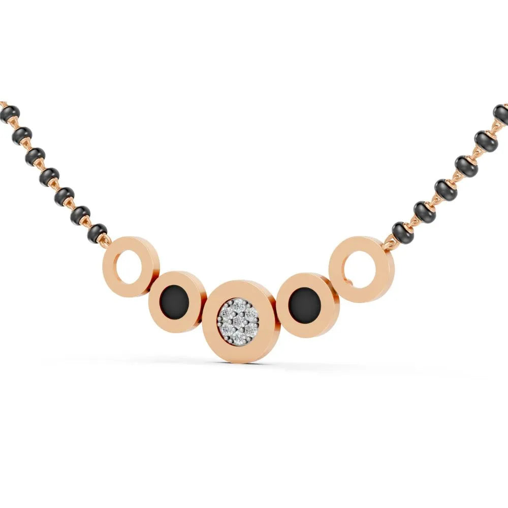 Contemporary Circle Motif Diamond Mangalsutra Design Rose Gold
