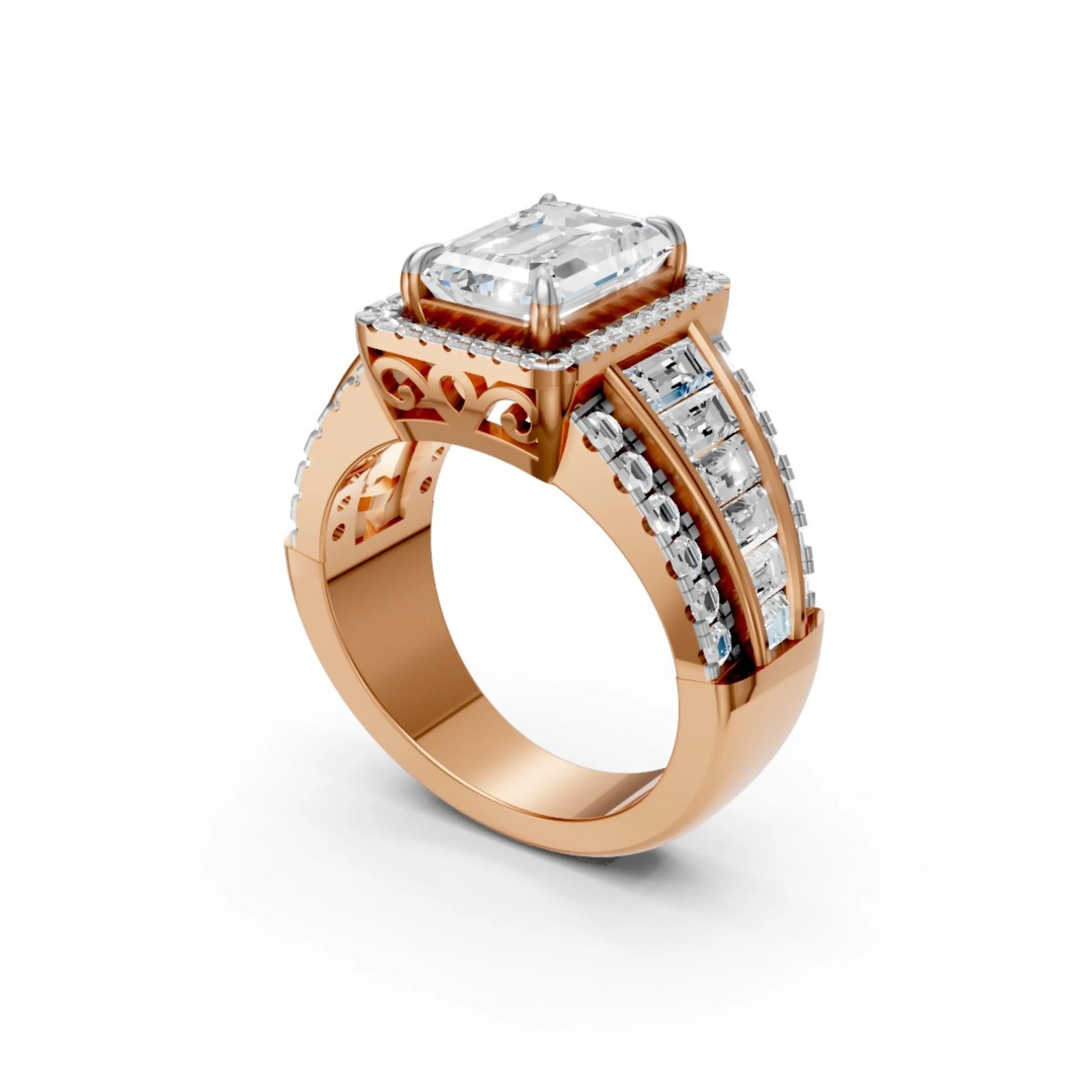 Emerald Baguette Ring Rose Gold