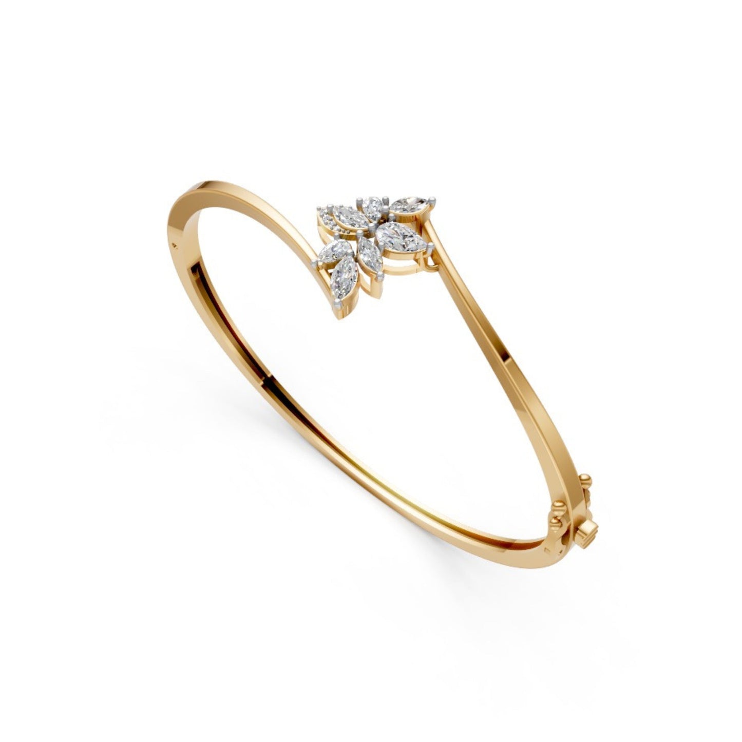 Floral Diamond Bangle Yellow Gold