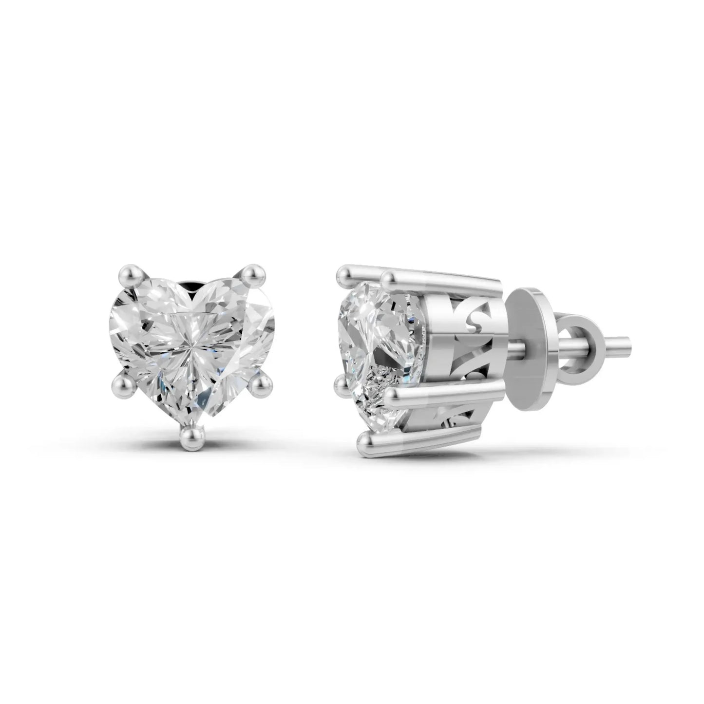 Heart Diamond Stud Earrings White Gold