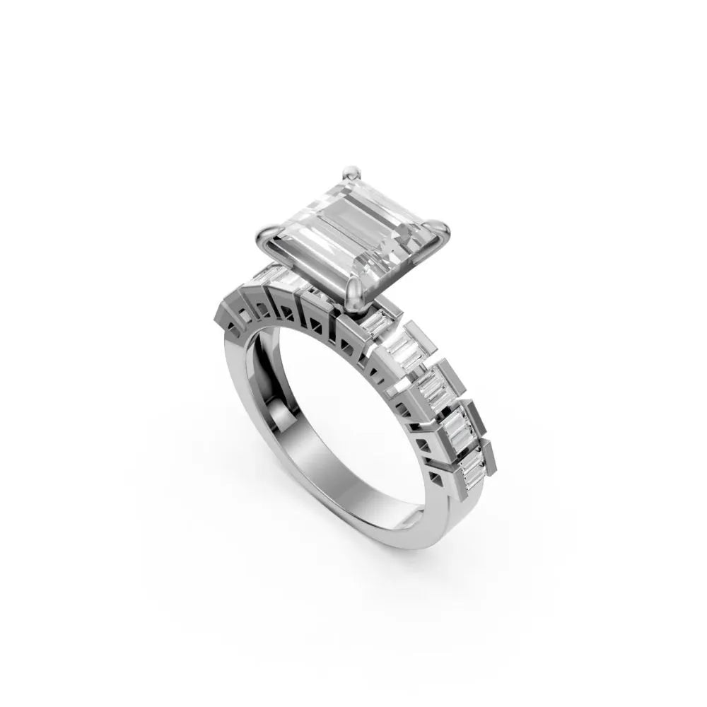 Radiant Edge Princess Cut Ring White Gold