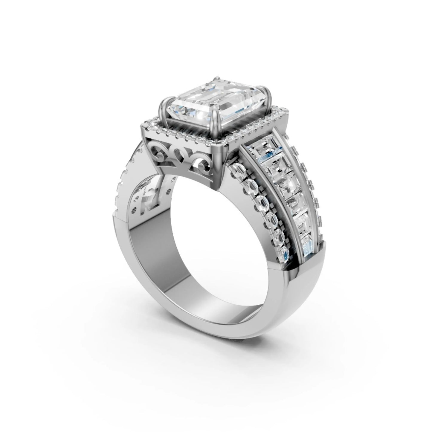 Emerald Baguette Ring White Gold