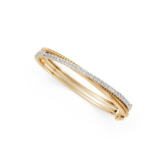 Contemporary Triple-Band Diamond Bangle Yellow Gold