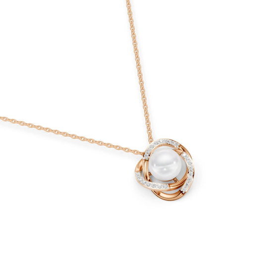 Pearl Halo Pendant Rose Gold