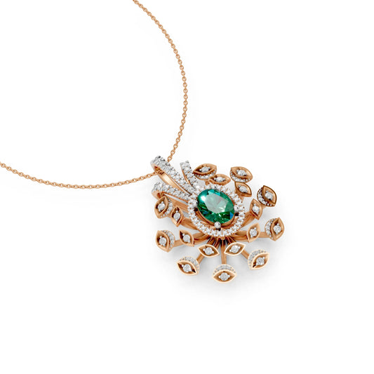 Peacock Feather Green Pendant Rose Gold