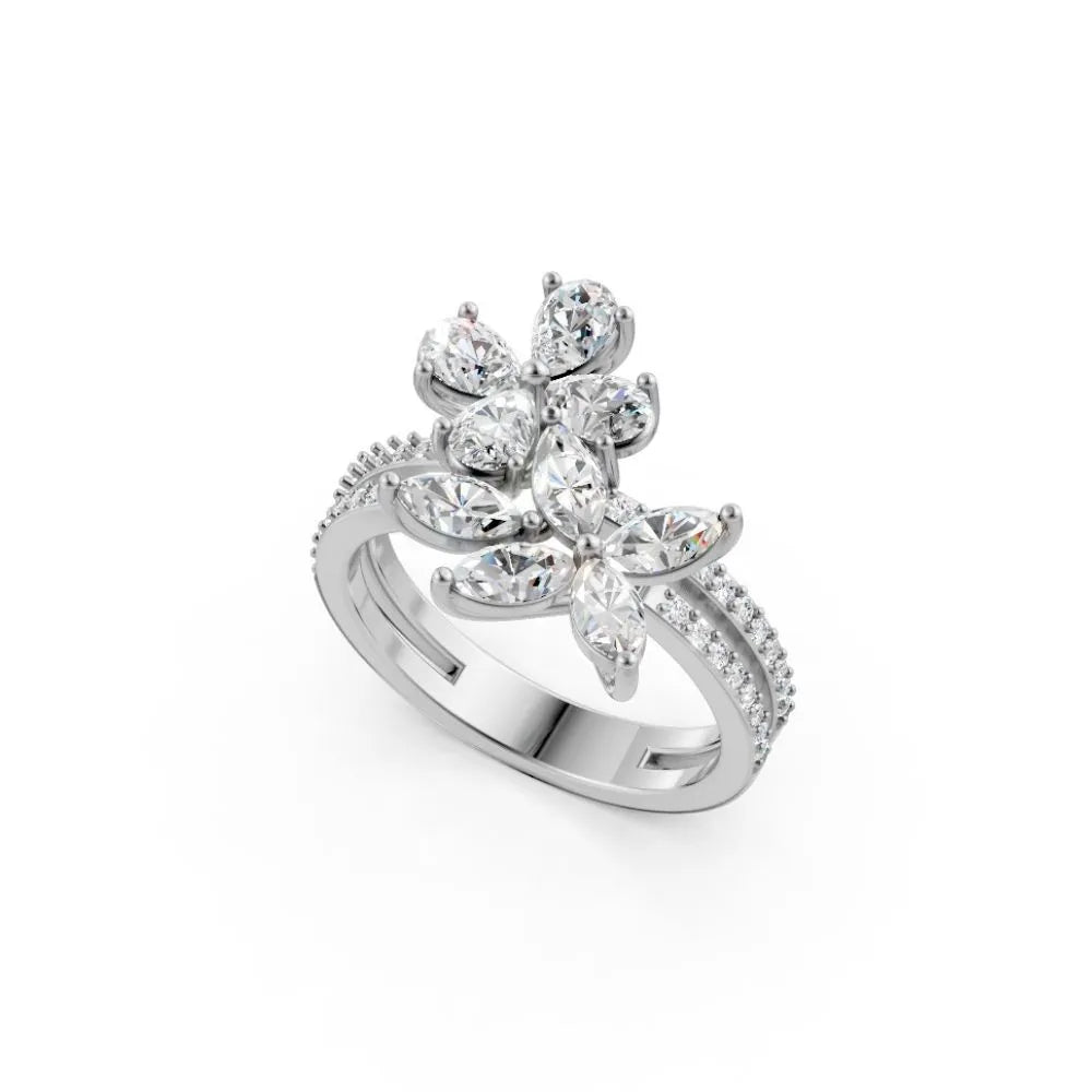 BlossomGlow Marquise Diamond Ring White Gold