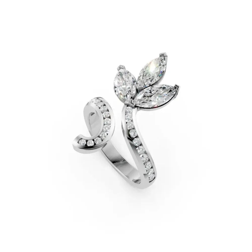 NatureWhirl Leaf Diamond Ring White Gold