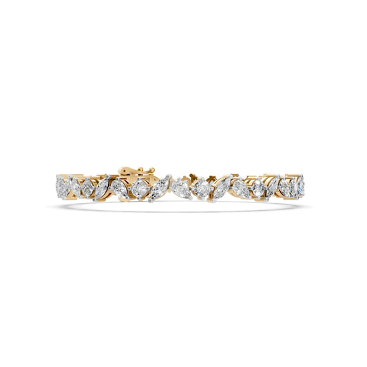Pear, Marquise & Round Diamond Bracelet Yellow Gold