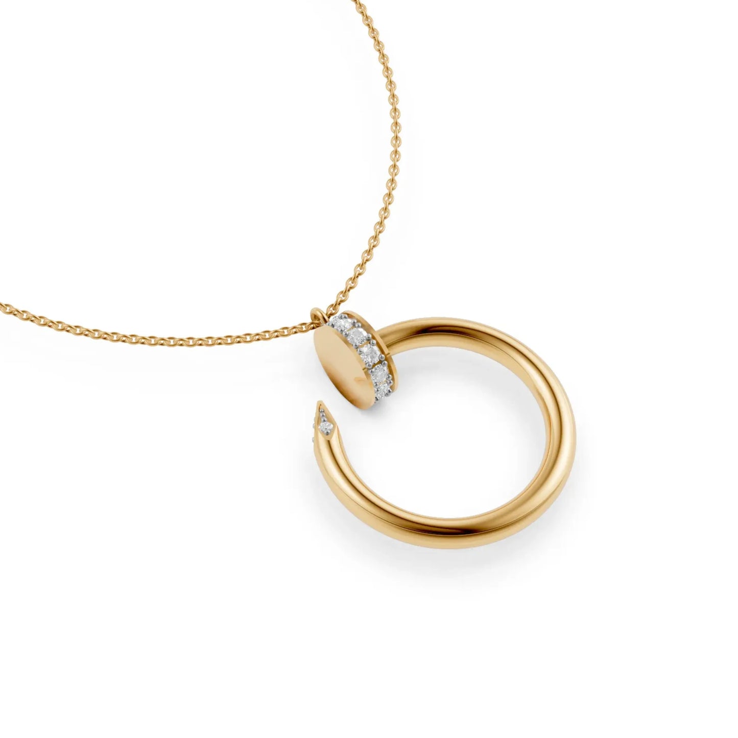 Open Circle Diamond Pendant Yellow Gold