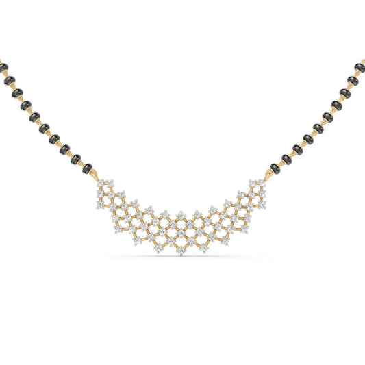 Elegant Diamond Mesh Pattern Mangalsutra Design Yellow Gold