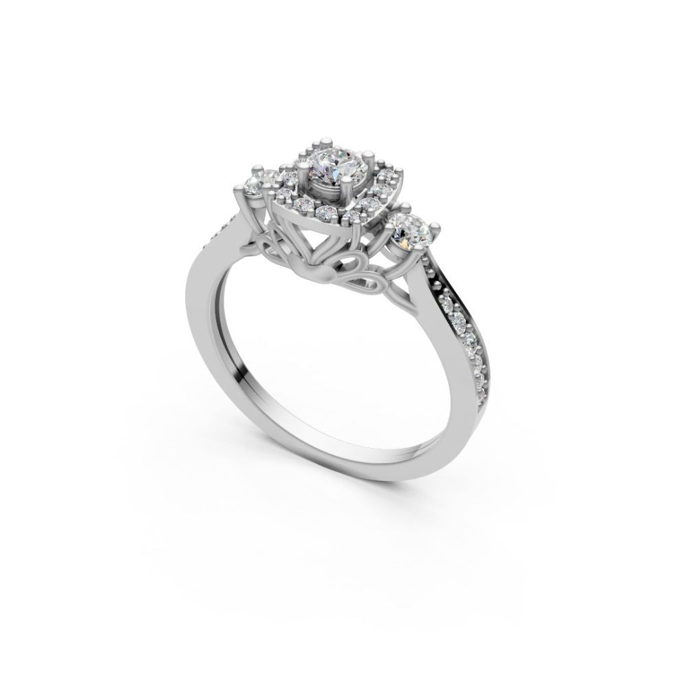 EternaLace Halo Ring White Gold