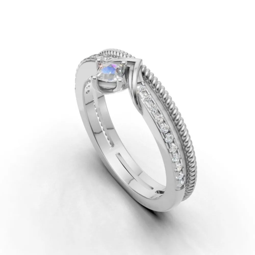 TwistCrown Princess Cut Ring White Gold