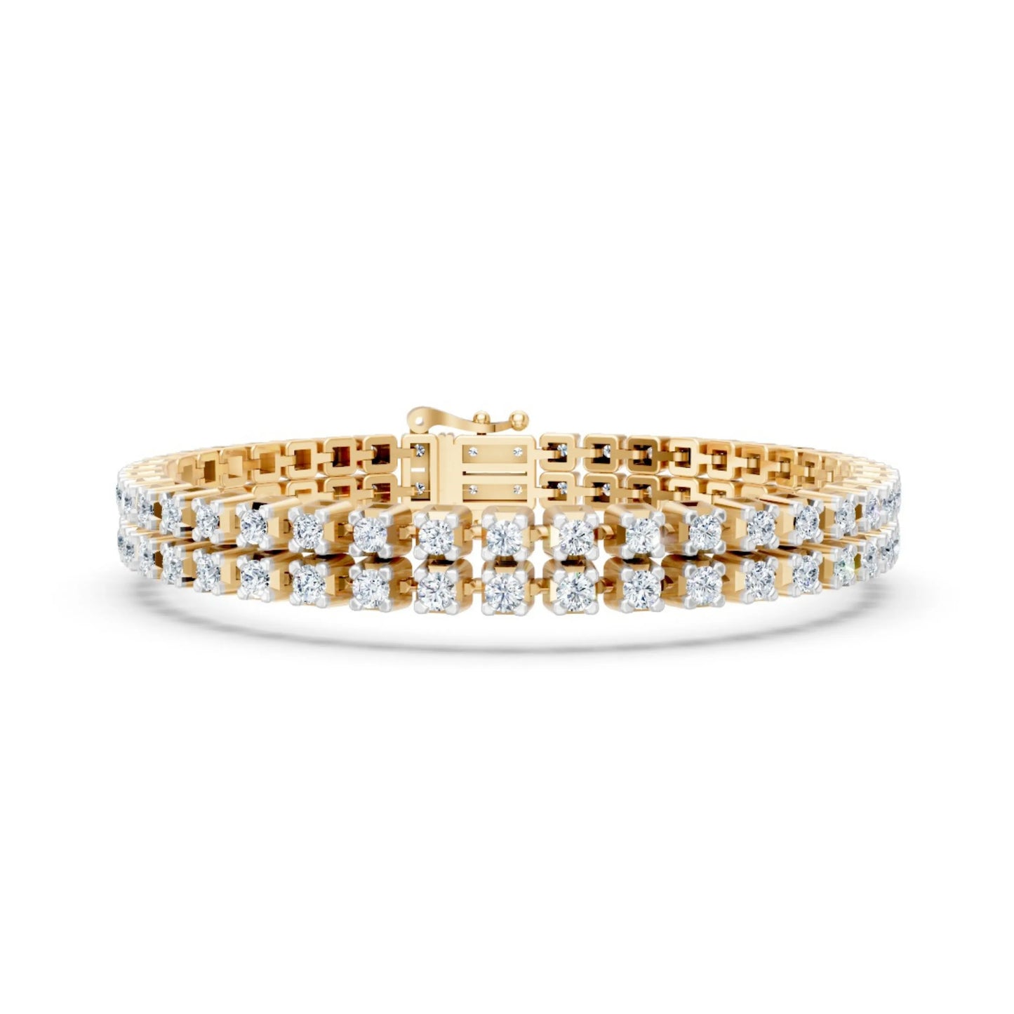 Double Row Diamond Tennis Bracelet Yellow Gold