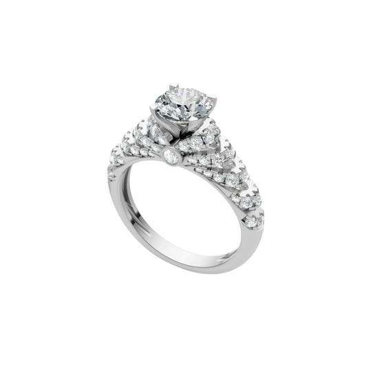 LuxeCrown Multi-Band Solitaire Ring White Gold