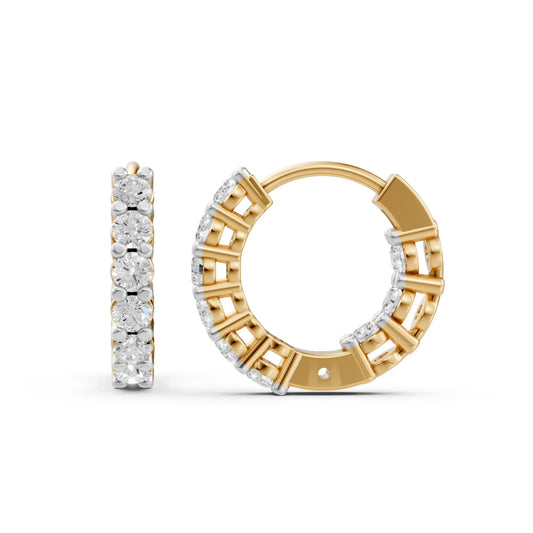 Round Diamond Inside-Out Hoop Earrings Yellow Gold