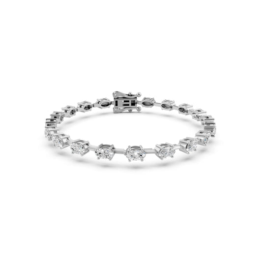 Half-Set Oval Diamond Bracelet White Gold