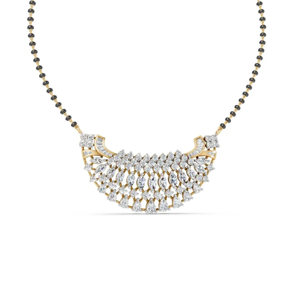 Statement Diamond Mangalsutra with Marquise & Round Accents Yellow Gold