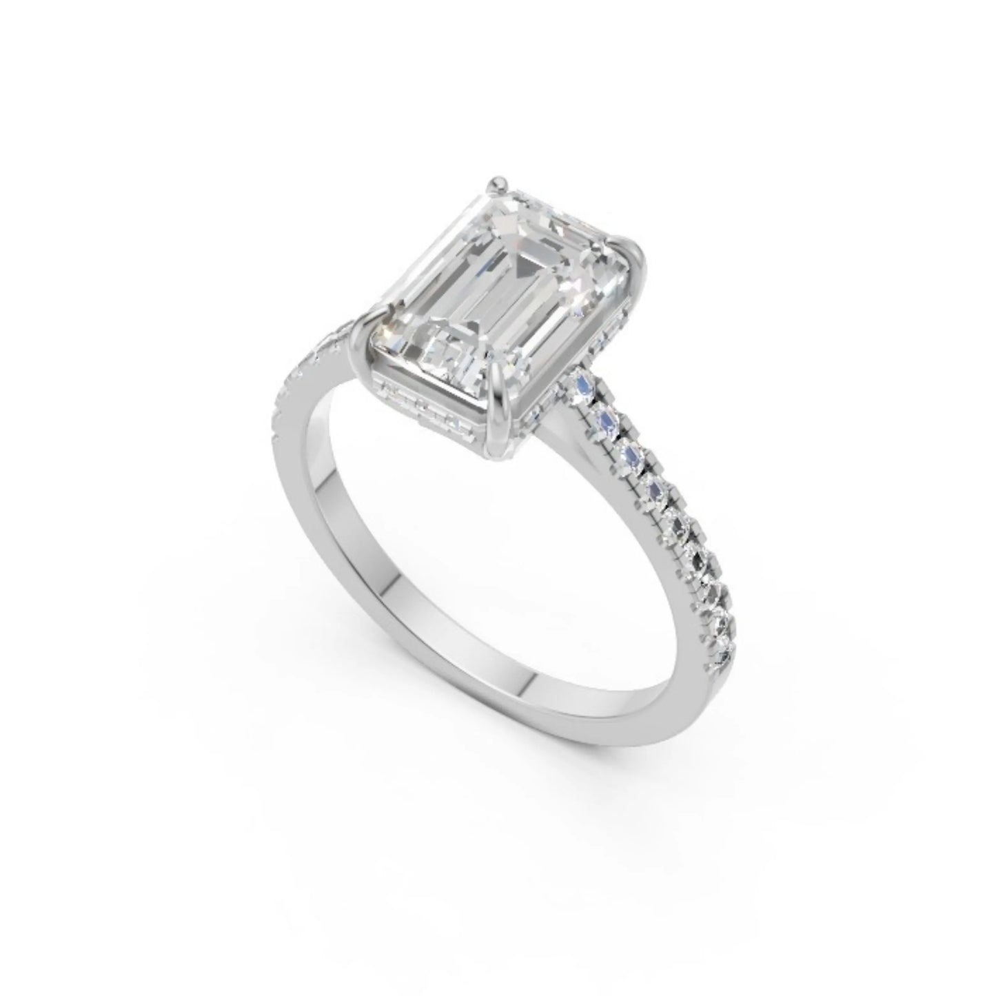 EternaLine Pavé Emerald Ring White Gold