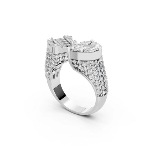 DuoBlaze Diamond Statement Ring White Gold