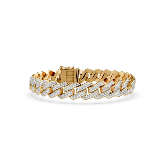 Cuban Link Lab-Grown Diamond Bracelet Yellow Gold