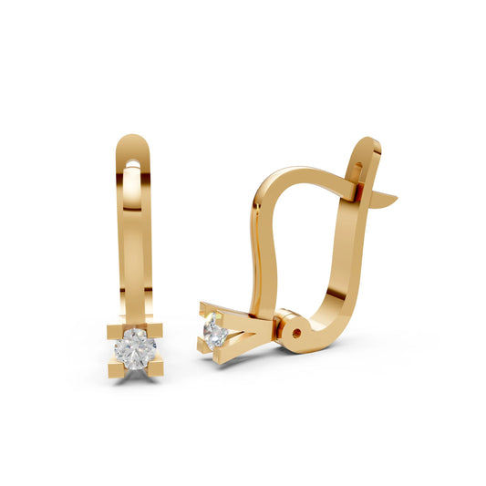 Contemporary Diamond Bali Earrings Yellow Gold