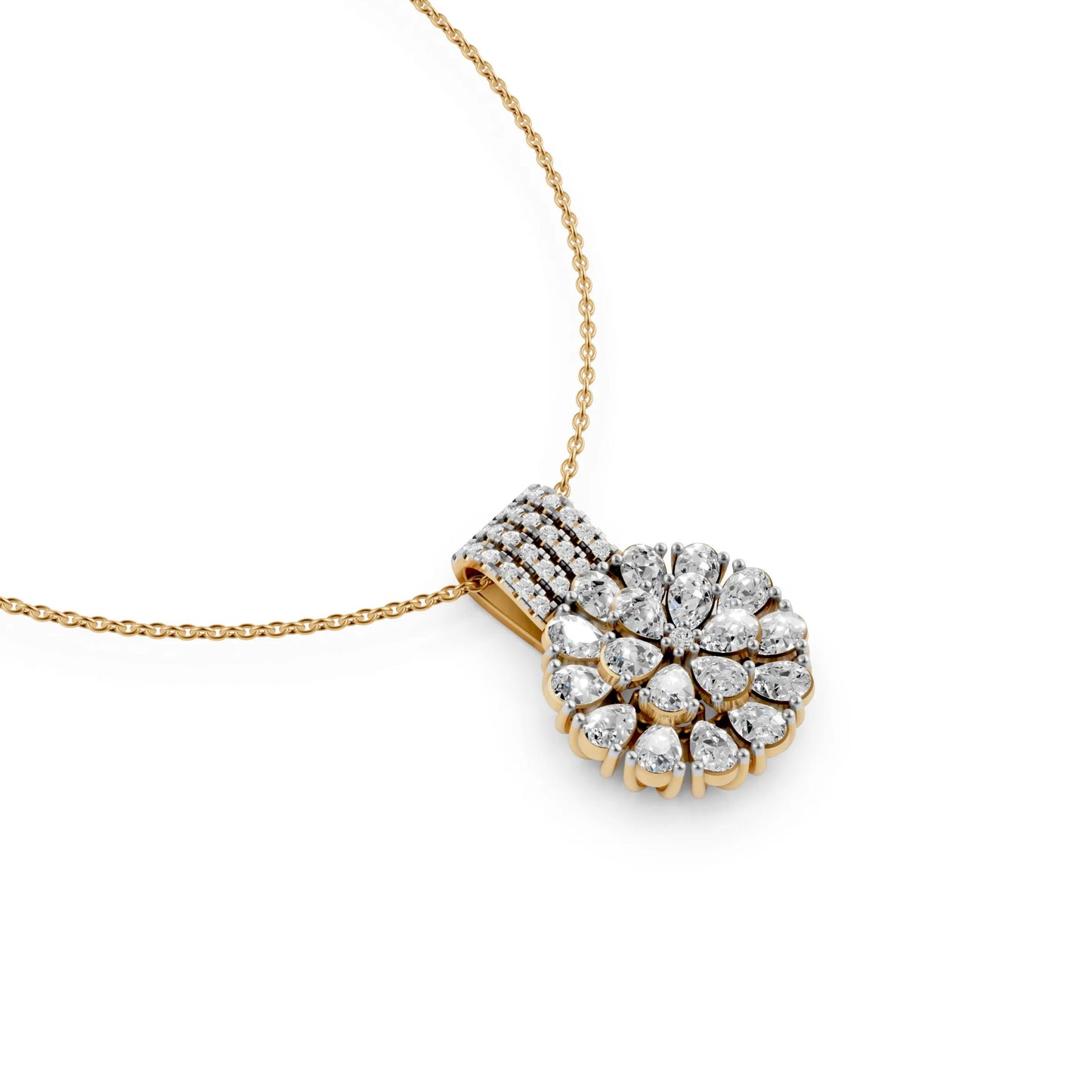 Pear Cluster Pendant Yellow Gold