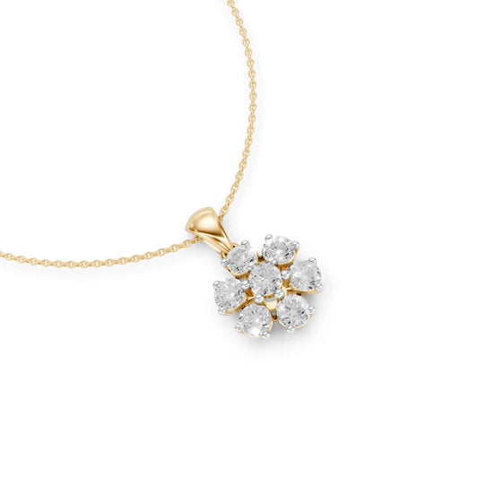 Six-Stone Floral Pendant Yellow Gold