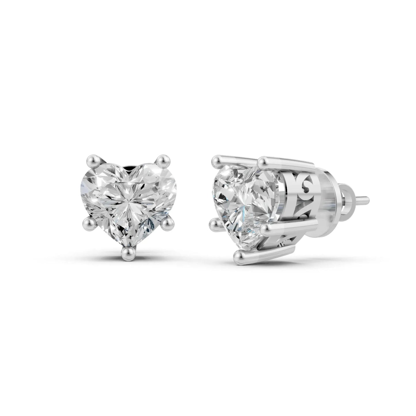 Heart-Shaped Diamond Stud White Gold