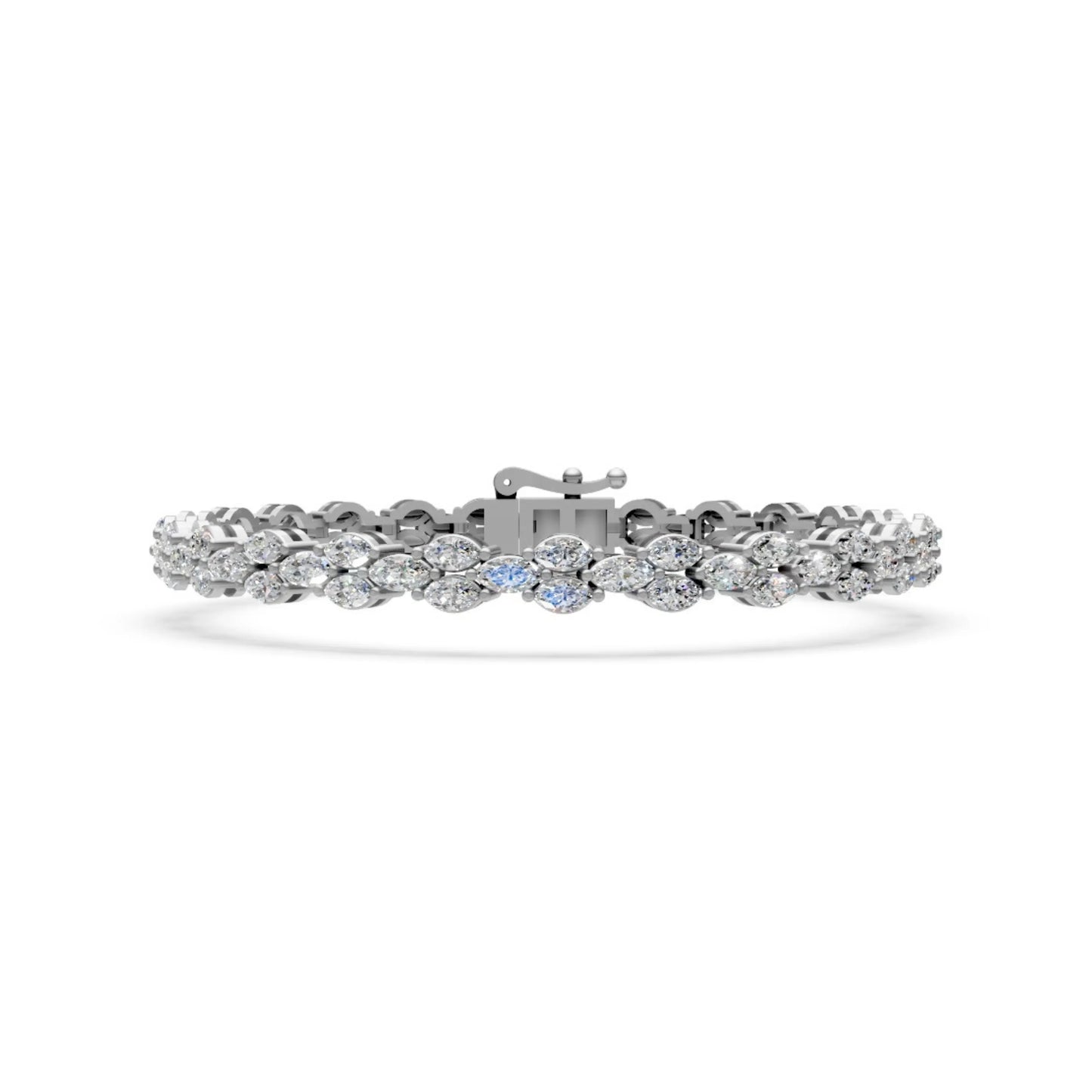 Elegant Diamond Bracelet with Marquise-Cut Stones White Gold