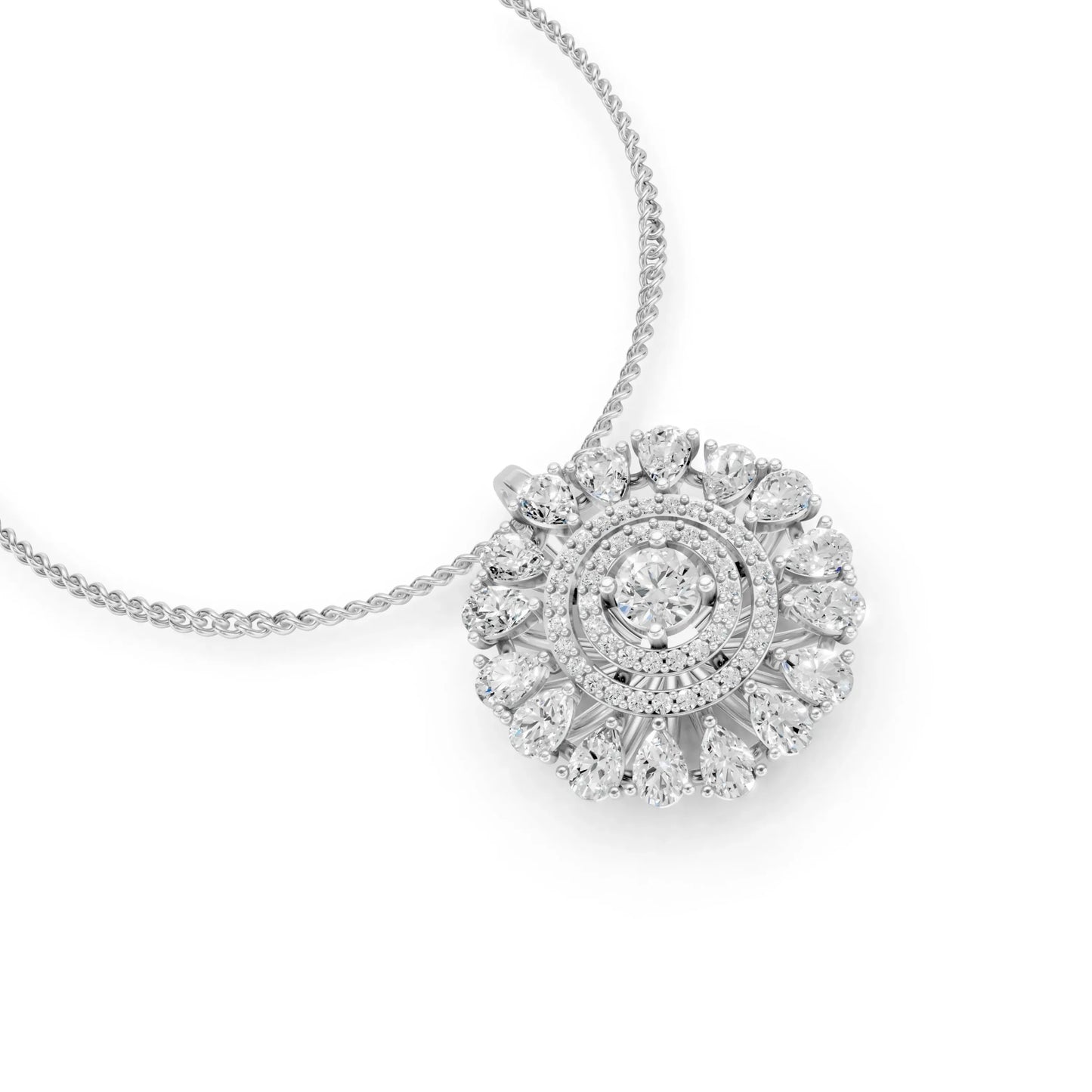 Grand Halo Pendant White Gold