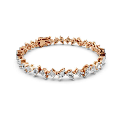 Multi-Shape Diamond Tennis Bracelet Rose Gold