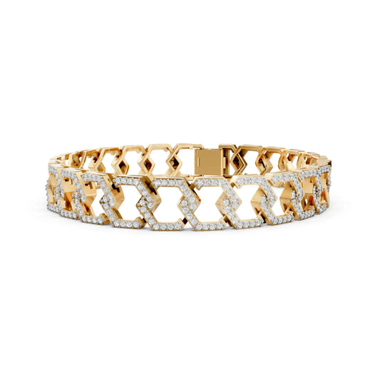 Geometric Link Diamond Bracelet Yellow Gold