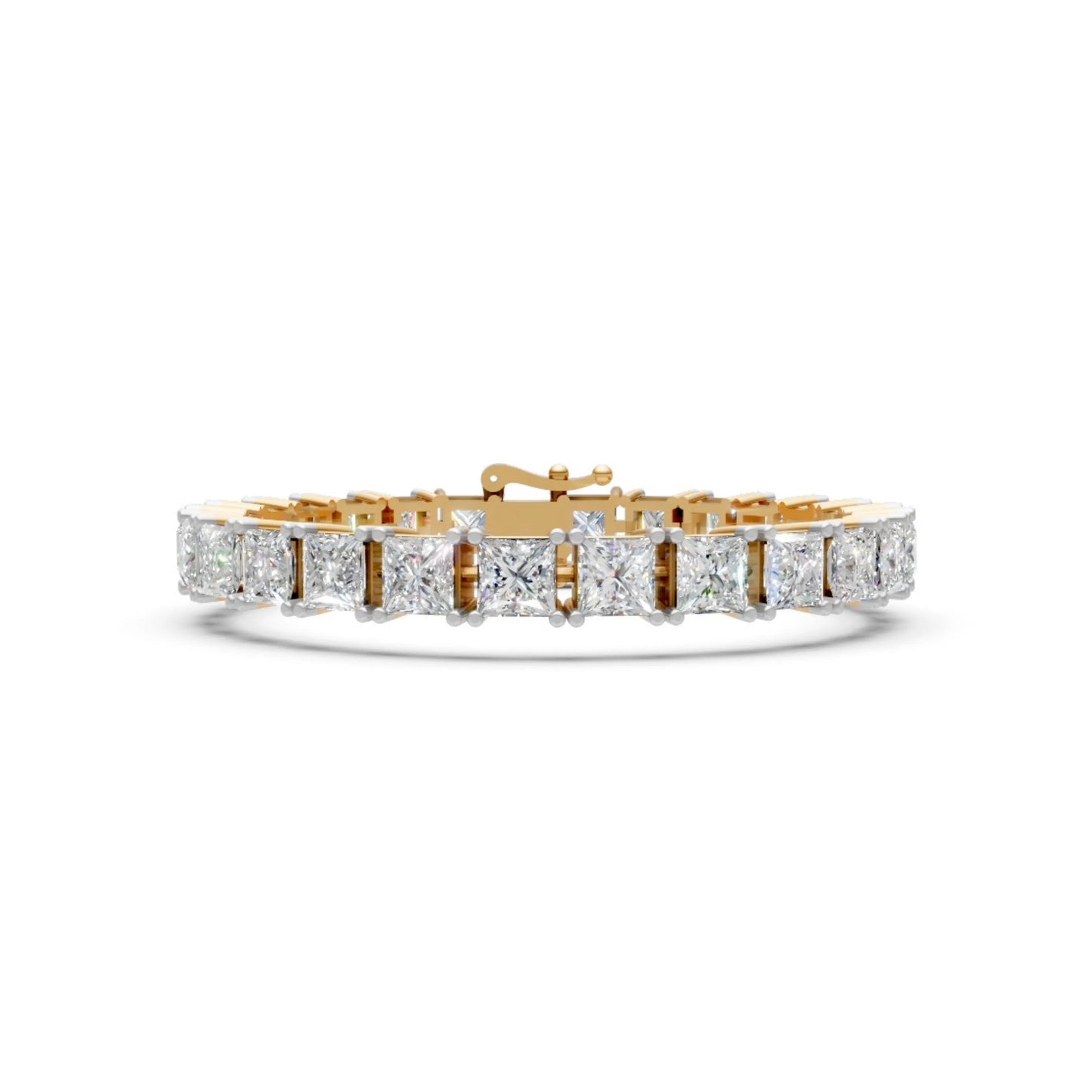 Princess-Cut Diamond Bracelet Yellow Gold