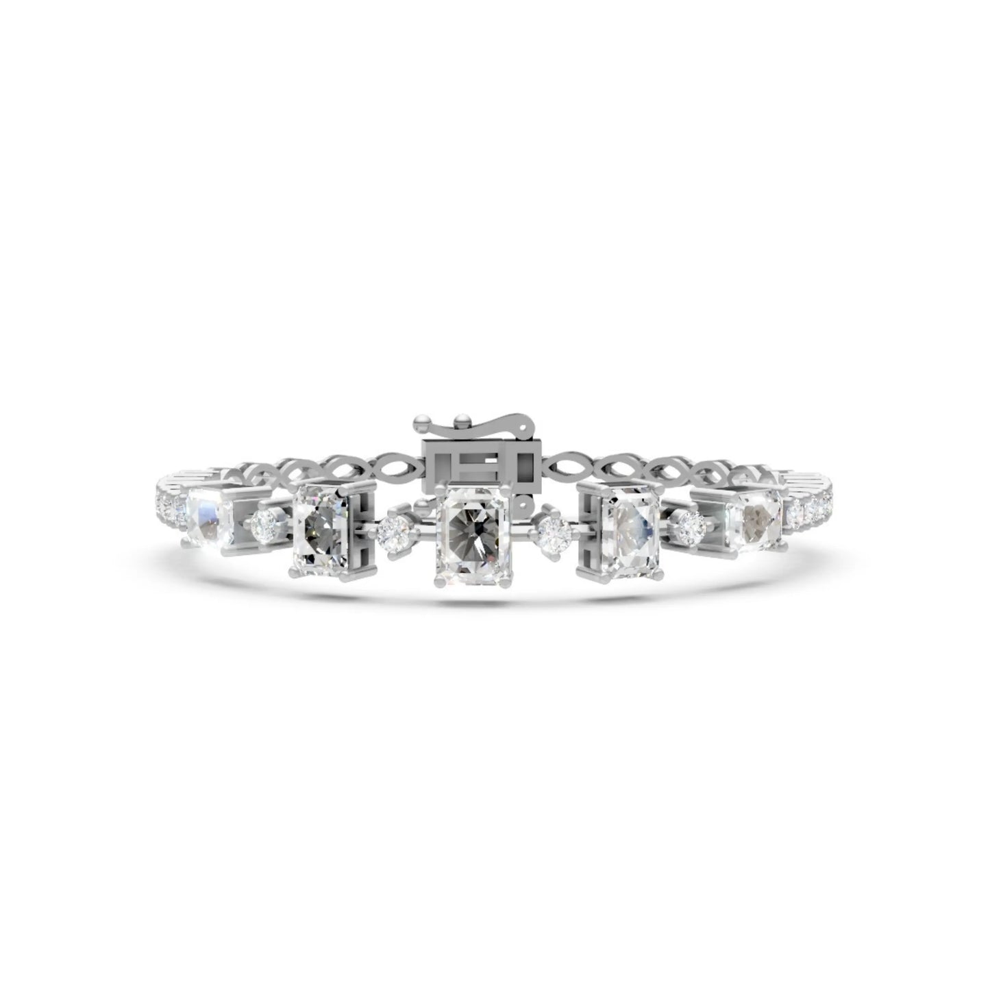 Emerald-Cut Diamond Bracelet White Gold