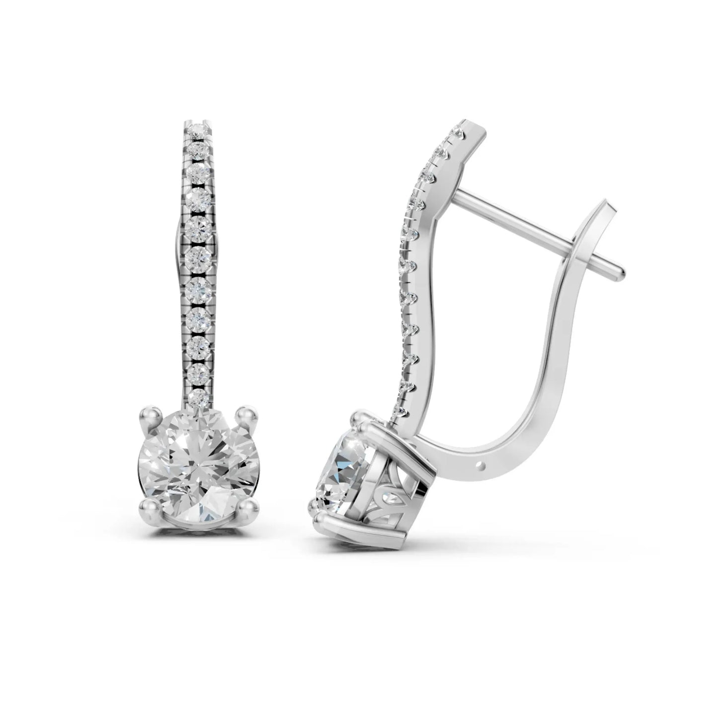 Round Diamond Drop Earrings White Gold
