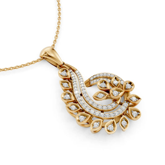Leaf Diamond Pendant Yellow Gold 