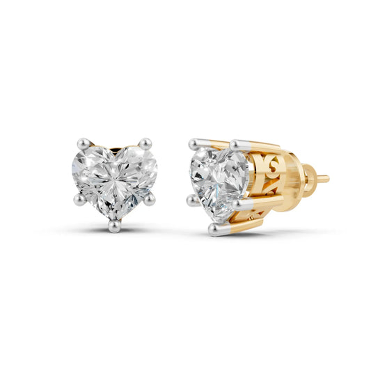 Heart-Shaped Diamond Stud Yellow Gold
