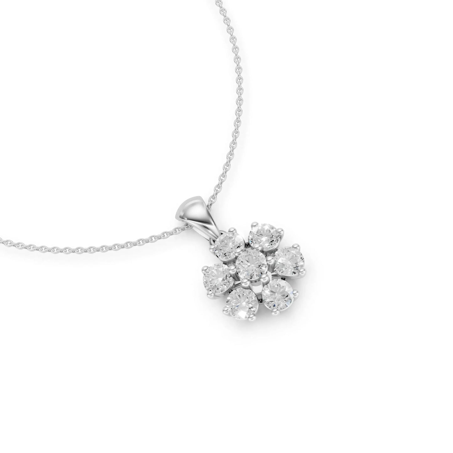 Six-Stone Floral Pendant White Gold