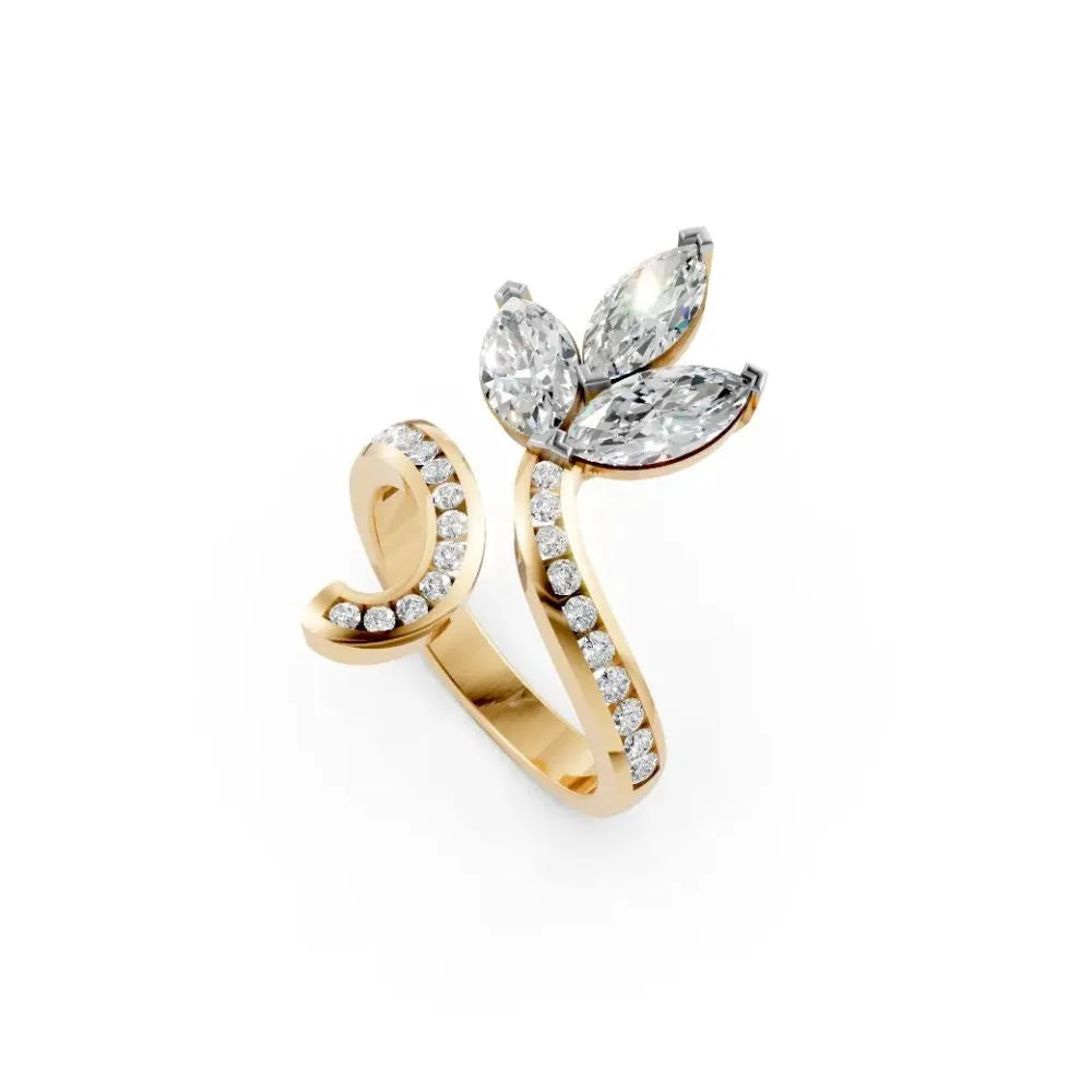 NatureWhirl Leaf Diamond Ring Yellow Gold
