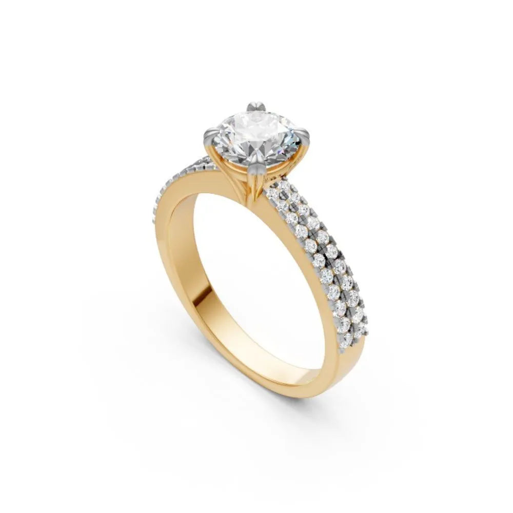 DoubleRow Sparkle Solitaire Ring Yellow Gold